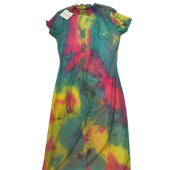 Revamp Tie-Dye Sheer Mini Bodycon Short Sleeve Bathing-suit Cover NWT - Picture 2 of 6